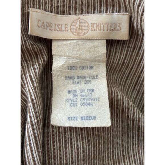 Cape Isle Knitters Tan Vintage Minimalist Dress Etched Unique Front Buttons S/M - Picture 6 of 6